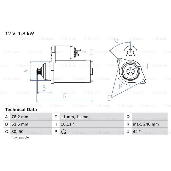 Слика на Анласер BOSCH 0 986 016 980 за Audi A2 (8Z0) 1.4 TDI - 90 коњи дизел