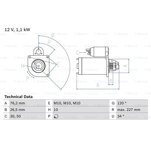 Слика на Анласер BOSCH 0 986 017 060 за Ford Fiesta 6 1.6 Ti - 105 коњи бензин