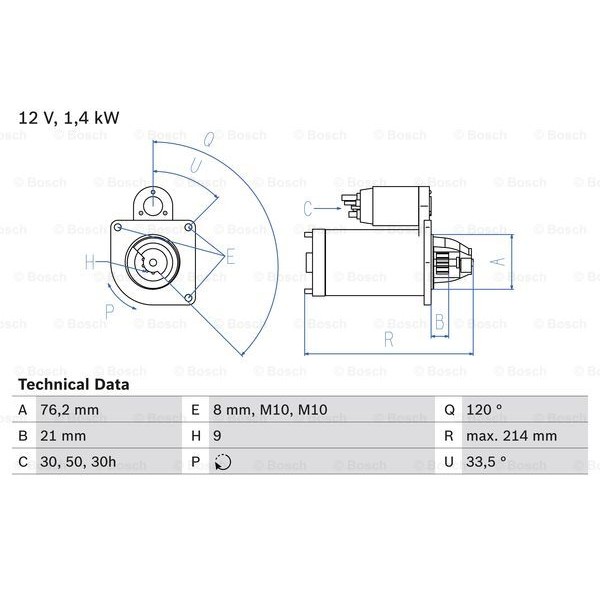 Слика на Анласер BOSCH 0 986 017 110 за BMW 3 Touring E46 325 i - 192 коњи бензин