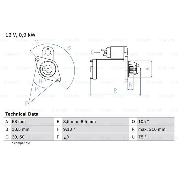 Слика на Анласер BOSCH 0 986 017 120 за Daewoo Nubira Wagon (klaj) 1.6 16V - 103 коњи бензин