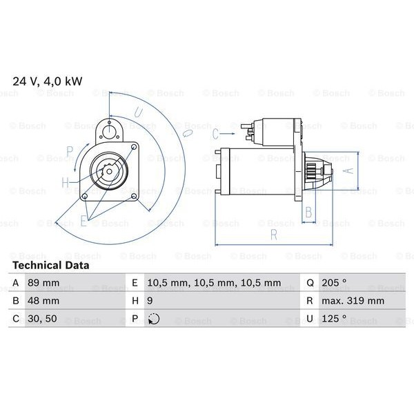 Слика на Анласер BOSCH 0 986 017 240 за камион Mercedes Atego 1 1328 F - 279 коњи дизел