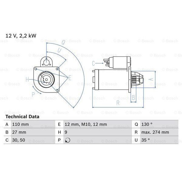 Слика на Анласер BOSCH 0 986 017 490 за камион Iveco Daily 1 Platform 59-12 (15170211, 15170304, 15170311, 15170504, 15170511, 151 - 122 коњи дизел