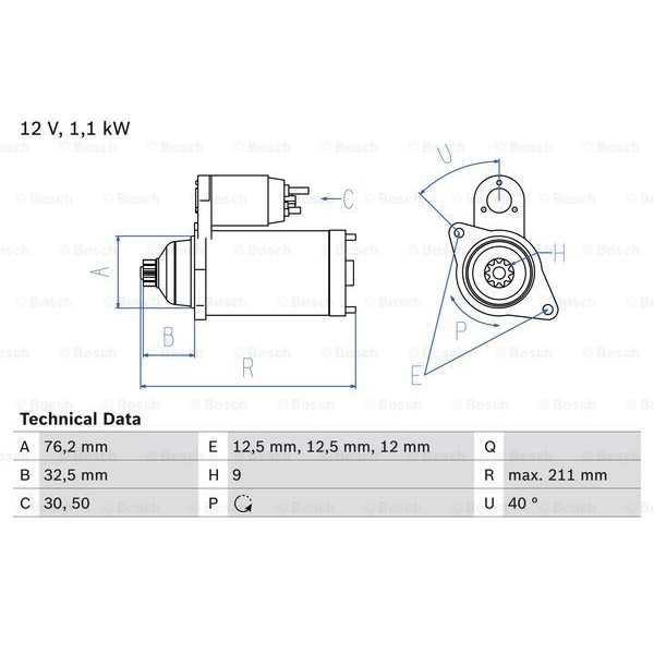 Слика на Анласер BOSCH 0 986 017 830 за VW Jetta 4 Estate (1J6) 1.6 16V - 105 коњи бензин