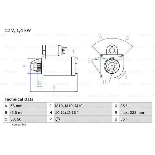 Слика на Анласер BOSCH 0 986 018 310 за Citroen Jumpy U6U 2.0 i 16V - 138 коњи бензин