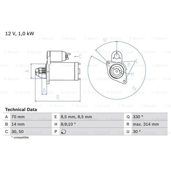 Слика на Анласер BOSCH 0 986 018 570 за камион Mercedes Axor 2 2540 S, 2540 LS - 401 коњи дизел