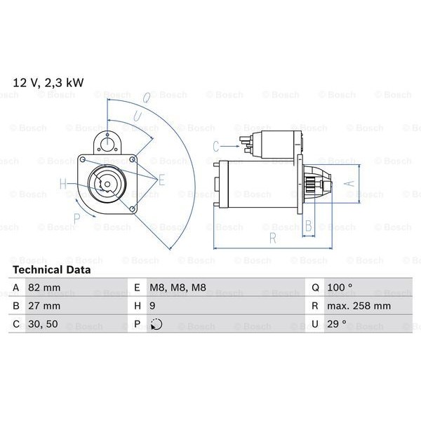 Слика на Анласер BOSCH 0 986 018 950 за камион Iveco Daily 2 Bus Box 35 C 12 V, 35 S 12 V (AGKA43A2, AGKB43A2, AGKB46A2...) - 116 коњи дизел