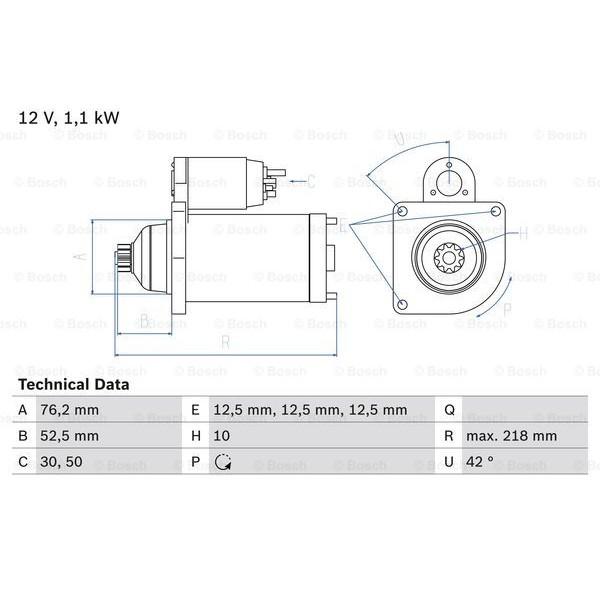 Слика на Анласер BOSCH 0 986 020 240 за VW Touran (1T) 1.4 TSI EcoFuel - 150 коњи компресиран природен газ (метан)