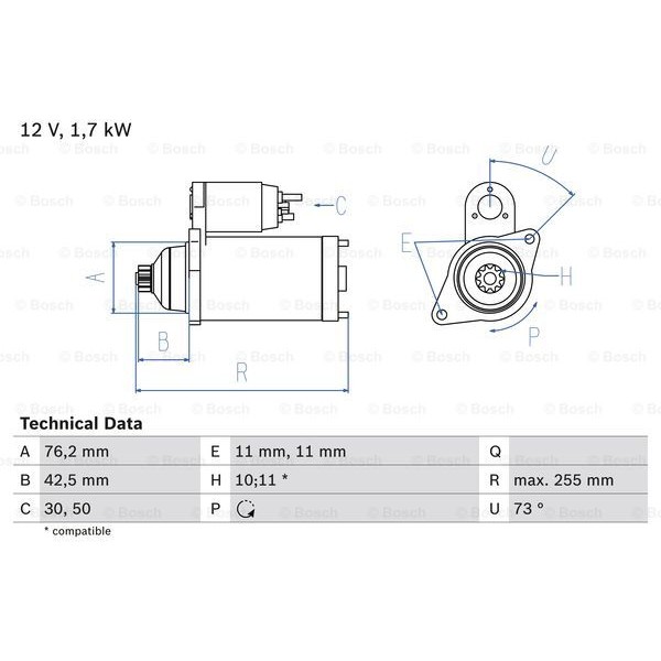 Слика на Анласер BOSCH 0 986 020 280 за Audi A3 Sportback (8PA) 2.0 TDI 16V quattro - 140 коњи дизел