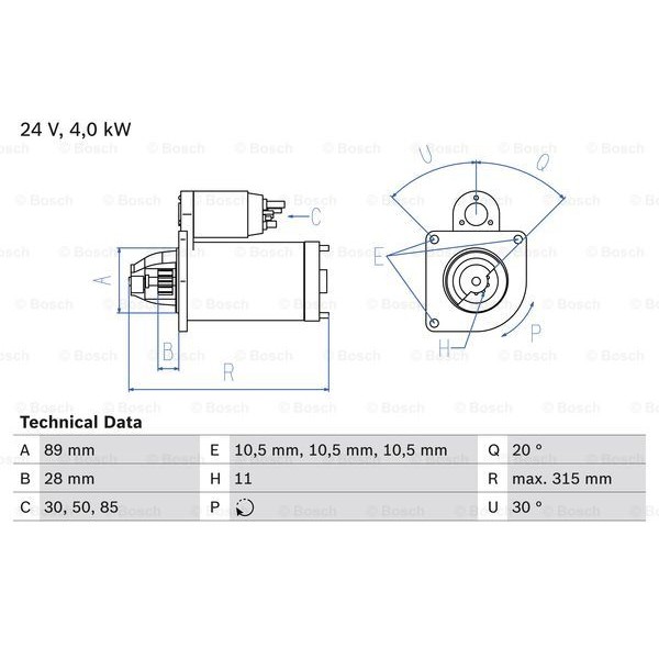 Слика на Анласер BOSCH 0 986 023 200 за камион MAN TGL 10.250 FC, FLC, FRC, FLRC - 250 коњи дизел