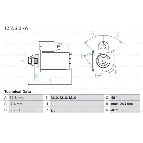 Слика на Анласер BOSCH 0 986 023 380 за Ford Mondeo 4 Turnier 2.0 TDCi - 140 коњи дизел