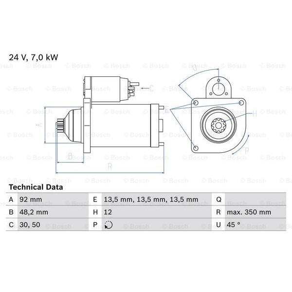 Слика на Анласер BOSCH 0 986 025 270 за камион MAN TGA 26.430, 26.440 FDK, FDLK - 430 коњи дизел