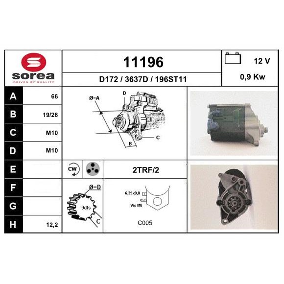 Слика на Анласер EAI 11196 за Toyota LiteAce Box (CM3,KM3 V) 1.5 (KM31_V, KM36_V) - 69 коњи бензин