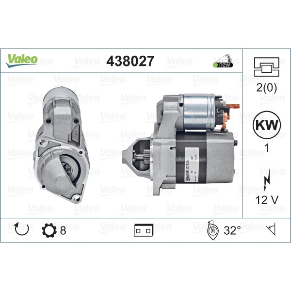 Слика на Анласер VALEO NEW ORIGINAL PART 438027 за Mercedes A-Class (w168) A 140 (168.031, 168.131) - 82 коњи бензин