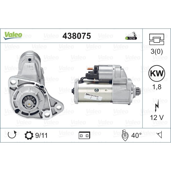 Слика на Анласер VALEO NEW ORIGINAL PART 438075 за VW Bora комби (1J6) 2.3 V5 4motion - 150 коњи бензин