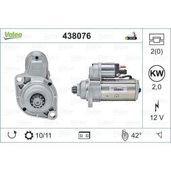 Слика на Анласер VALEO NEW ORIGINAL PART 438076 за VW Polo 3 Classic (6kv2) 64 1,9 D - 64 коњи дизел