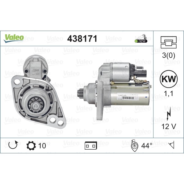 Слика на Анласер VALEO NEW ORIGINAL PART 438171 за VW Golf 6 Variant (AJ5) 1.4 TSI - 122 коњи бензин