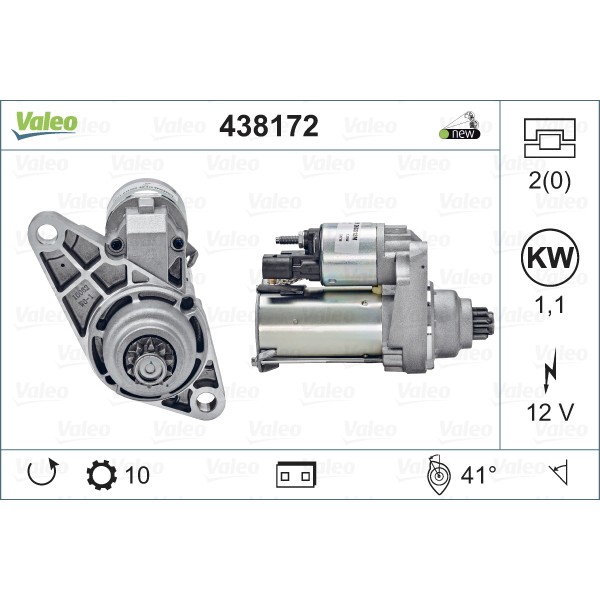 Слика на Анласер VALEO NEW ORIGINAL PART 438172 за VW Polo 4 Sedan (9n) 1.6 - 101 коњи бензин