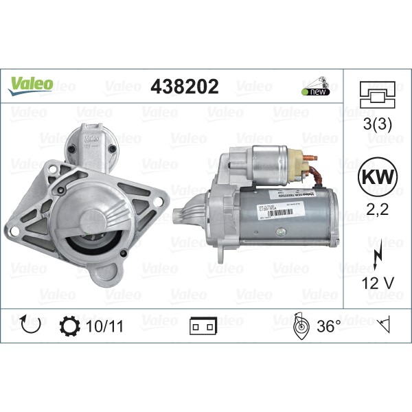 Слика на Анласер VALEO NEW ORIGINAL PART 438202 за Renault Master 3 Box (FV) 2.3 dCi FWD - 136 коњи дизел