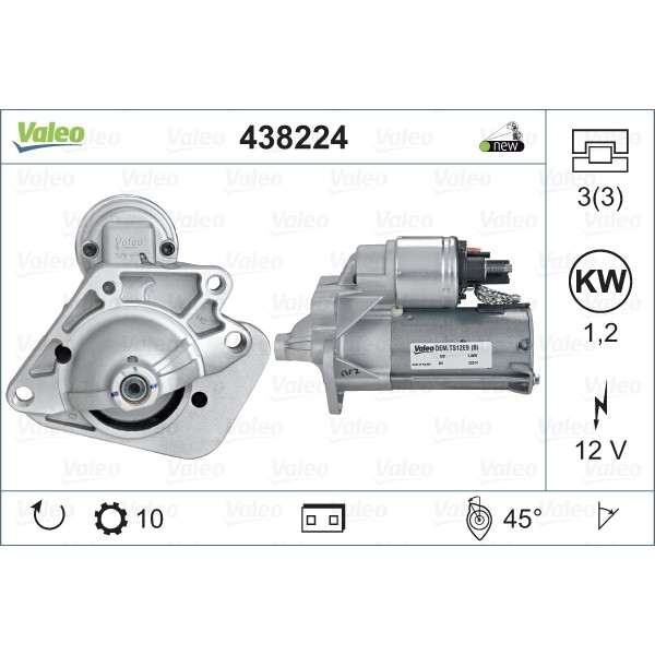 Слика на Анласер VALEO NEW ORIGINAL PART 438224 за Renault Clio 2 1.5 dCi (B/CB3M) - 64 коњи дизел