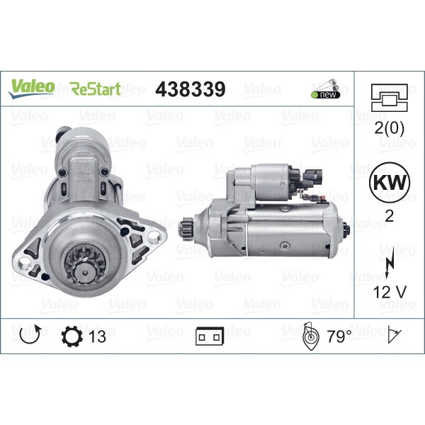 Слика на Анласер VALEO NEW STOP&START ORIGINAL PART 438339 за VW Multivan 5 2.0 TDI - 136 коњи дизел