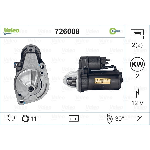 Слика на Анласер VALEO REMANUFACTURED CLASSIC 726008 за Mercedes Sprinter 4-t Platform (904) 410 D - 102 коњи дизел