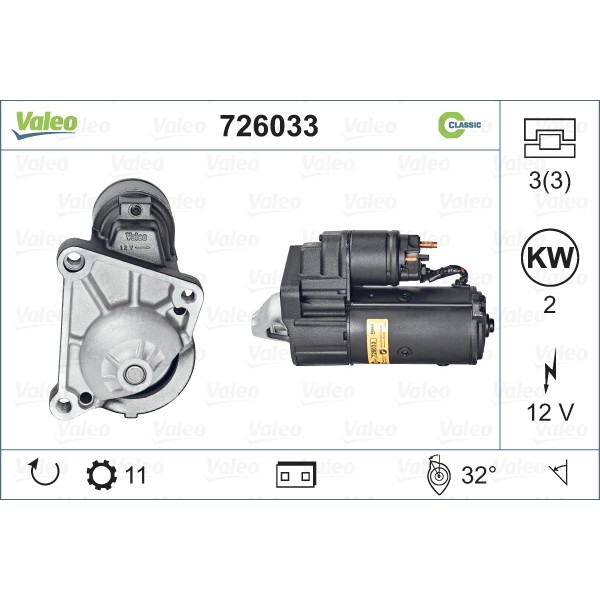 Слика на Анласер VALEO REMANUFACTURED CLASSIC 726033 за Renault Megane 1 Classic (LA0-1) 1.9 TDI - 94 коњи дизел