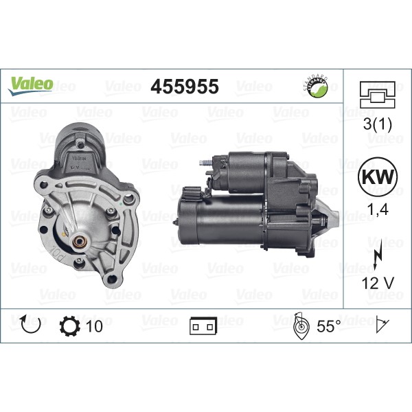 Слика на Анласер VALEO REMANUFACTURED PREMIUM 455955 за Peugeot 106 (1A,1C) 1.4 D - 50 коњи дизел