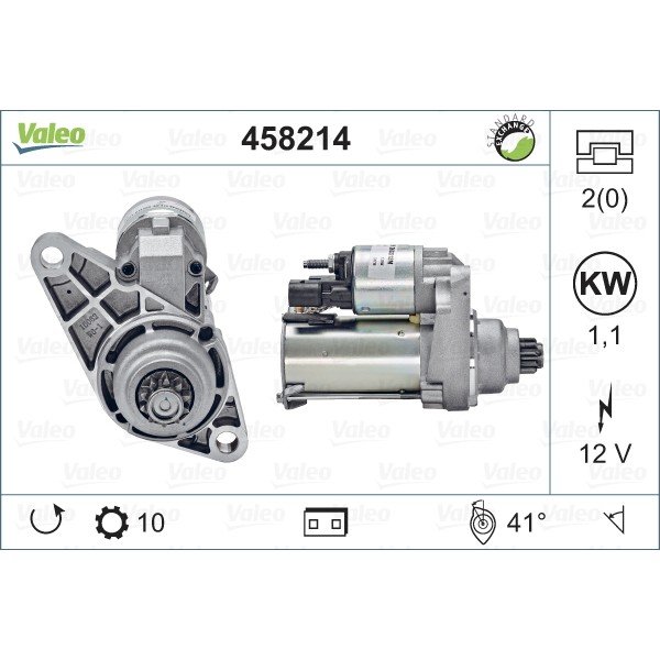 Слика на Анласер VALEO REMANUFACTURED PREMIUM 458214 за VW Polo 5 (6R) 1.2 - 60 коњи бензин