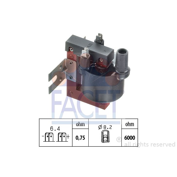 Слика на Бобина FACET Made in Italy - OE Equivalent 9.6002 за Fiat Ritmo 2 138a 100 1.6 - 100 коњи бензин