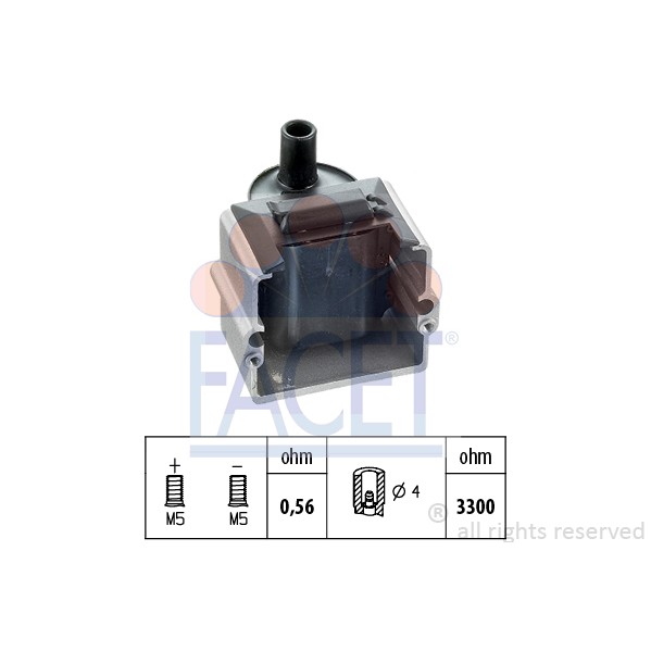 Слика на Бобина FACET Made in Italy - OE Equivalent 9.6059 за VW Polo 3 Variant (6kv5) 1.6 - 75 коњи бензин