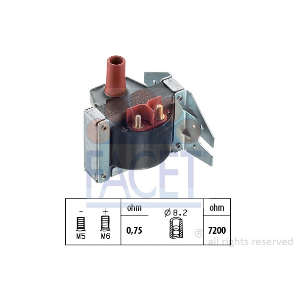 Слика на Бобина FACET Made in Italy - OE Equivalent 9.6069 за Ford Fiesta 5 (jh,jd) 1.4 TDCi - 68 коњи дизел