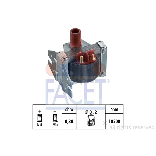 Слика на Бобина FACET Made in Italy - OE Equivalent 9.6078 за Mercedes-Benz S-class (w126) 380 SE,SEL (126.032) - 204 коњи бензин