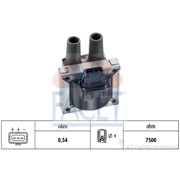 Слика на Бобина FACET Made in Italy - OE Equivalent 9.6096 за  Renault Espace 3 (JE0) 2.0 (JE0A) - 114 коњи бензин