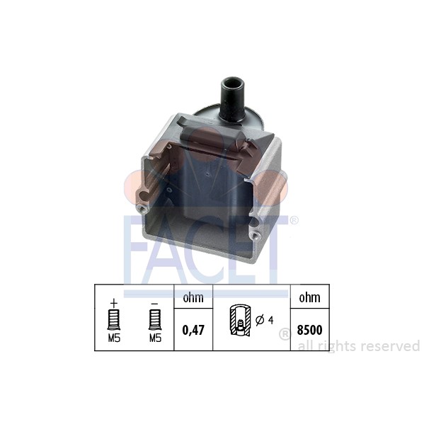 Слика на Бобина FACET Made in Italy - OE Equivalent 9.6169 за VW Polo 3 Box (6nf) 1.9 D - 64 коњи дизел