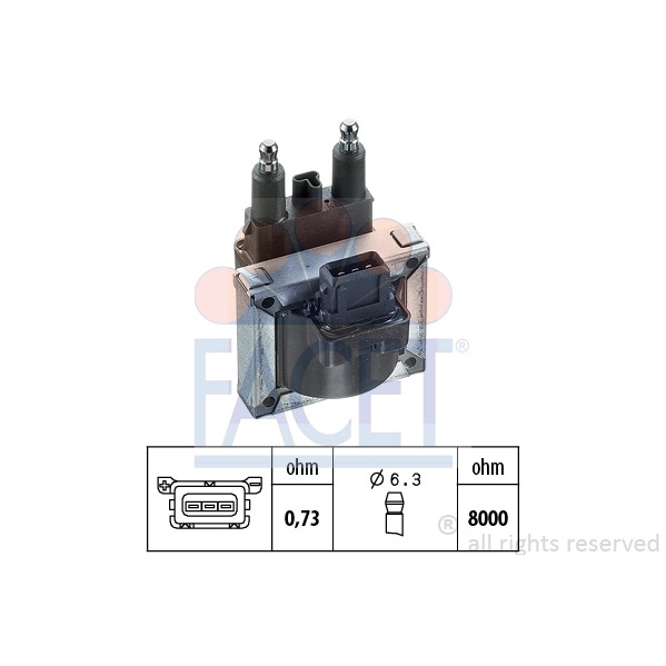 Слика на Бобина FACET Made in Italy - OE Equivalent 9.6175 за Renault Megane 1 (BA0-1) 2.0 i (BA0G) - 114 коњи бензин