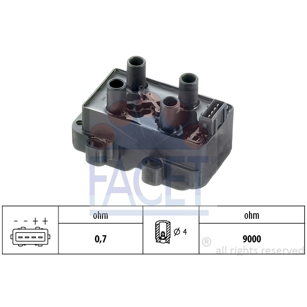 Слика на Бобина FACET Made in Italy - OE Equivalent 9.6265 за Renault Laguna 2 Sport Tourer (KG0-1) 2.0 16V IDE (KG0N) - 140 коњи бензин