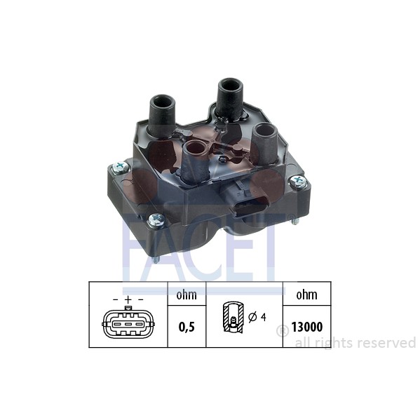 Слика на Бобина FACET Made in Italy - OE Equivalent 9.6316 за Fiat Palio 178bx 1.0 - 65 коњи бензин