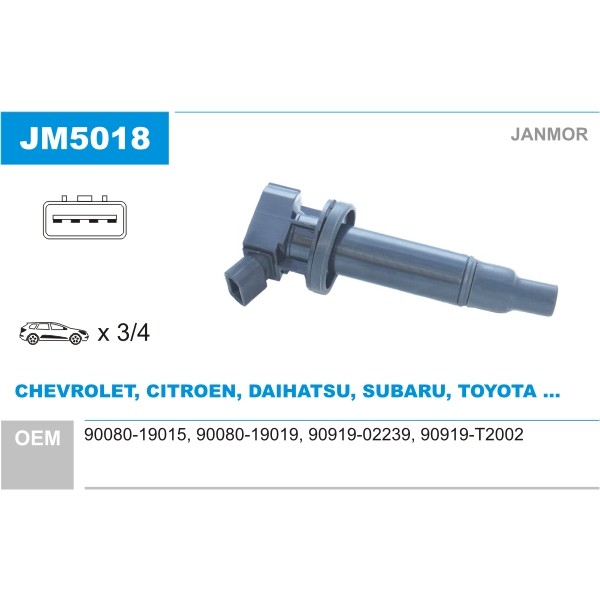 Слика на Бобина JANMOR JM5018 за Daihatsu Sirion (M3) 1.3 - 91 коњи бензин