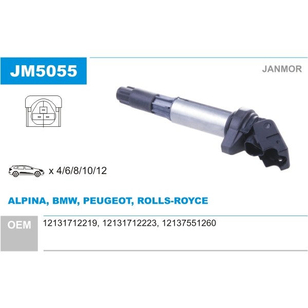 Слика на Бобина JANMOR JM5055 за BMW X3 E83 2.0 i - 150 коњи бензин