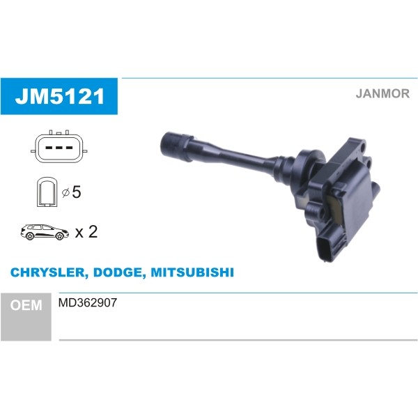 Слика на Бобина JANMOR JM5121 за Toyota Land Cruiser (J6) 4.2 (FJ60_V) - 120 коњи бензин