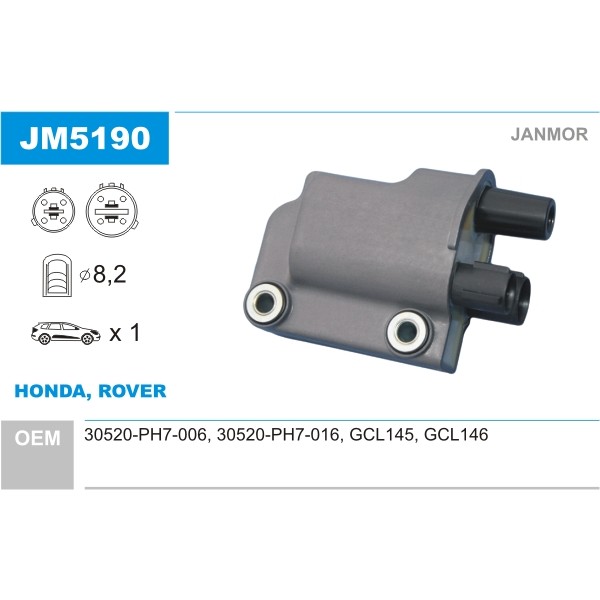 Слика на Бобина JANMOR JM5190 за Rover 800 (XS) 825 SI/Sterling (XS) - 167 коњи бензин