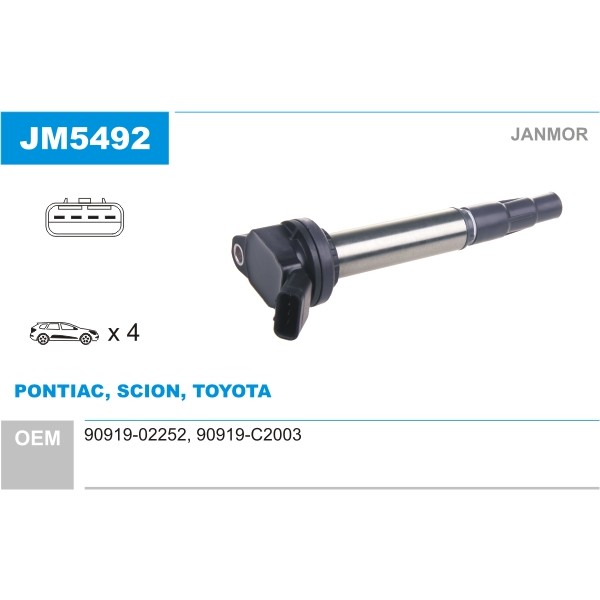 Слика на Бобина JANMOR JM5492 за Toyota RAV4 2.0 - 158 коњи бензин