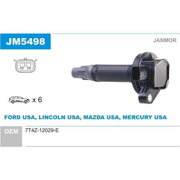 Слика на Бобина JANMOR JM5498 за Mazda CX-9 3.7 AWD - 277 коњи бензин