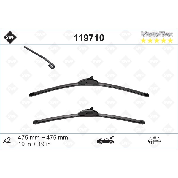 Слика на брисачи SWF ALTERNATIVE VISIOFLEX SET 119710 за Ford Fiesta 4 (ja,jb) 1.4 i 16V - 90 коњи бензин