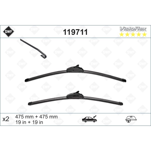 Слика на брисачи SWF ALTERNATIVE VISIOFLEX SET 119711 за VW Polo 3 Variant (6kv5) 1.7 SDI - 57 коњи дизел