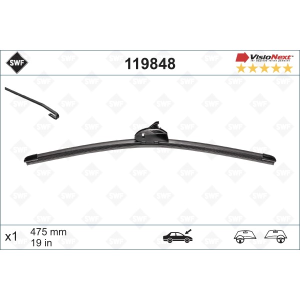 Слика на брисачи SWF ALTERNATIVE VISIONEXT SINGLE 119848 за Daihatsu Charade 4 G200,G202 1.3 16V - 75 коњи бензин