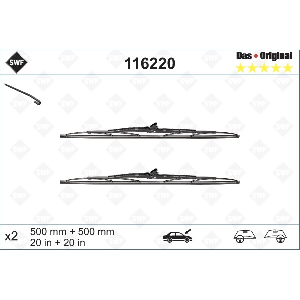 Слика на брисачи SWF DAS ORIGINAL SET 116220 за BMW 3 Coupe E30 318 i - 102 коњи бензин