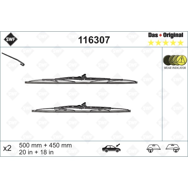 Слика на брисачи SWF DAS ORIGINAL SET 116307 за Honda Prelude 5 (BB) 2.0 16V (BB9) - 133 коњи бензин