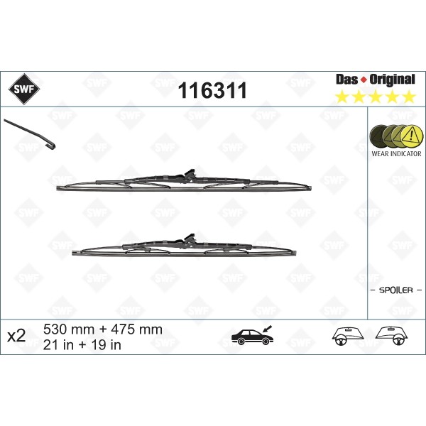 Слика на брисачи SWF DAS ORIGINAL SET 116311 за VW Golf 4 Cabriolet (1E7) 2.0 - 115 коњи бензин