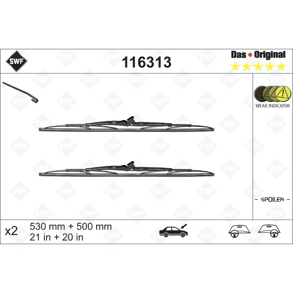 Слика на брисачи SWF DAS ORIGINAL SET 116313 за Alfa Romeo 164 Sedan 3.0 V6 (164.A) - 192 коњи бензин